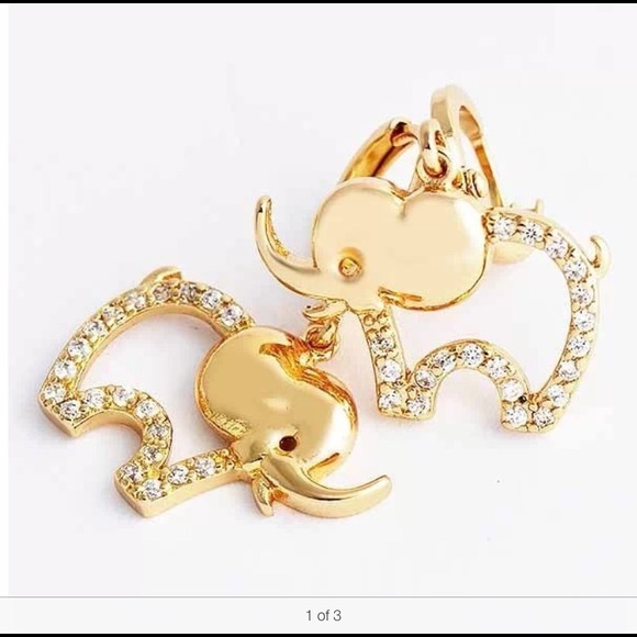 AVAILABLE 3.PAIR 💖CUBIC ZIRCONIA Elephant Dangle