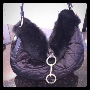 Coach leather and fur handbag