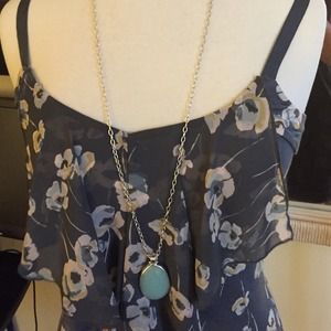 Silver necklace with reversible stone