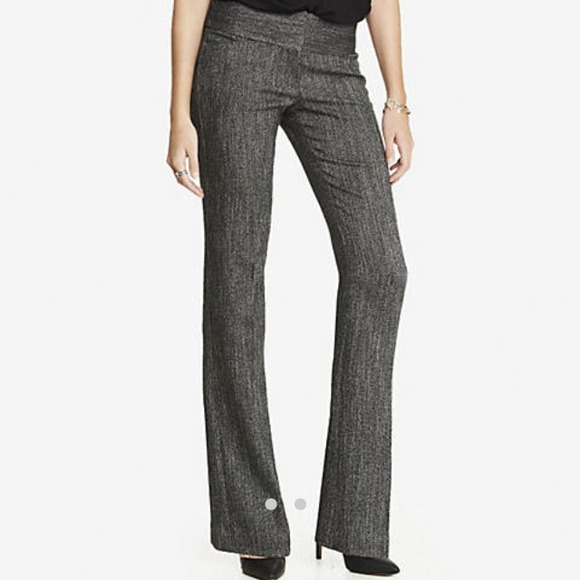 Express Editor Pants Herringbone Print Flare Leg - Picture 1 of 4