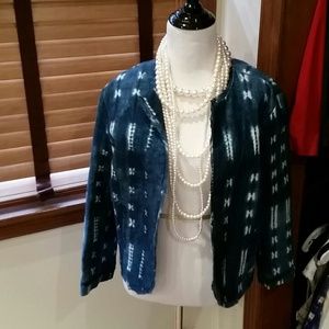 Anthropologie  navy and white blazer