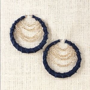 Denim Chain Link Hoop Earrings