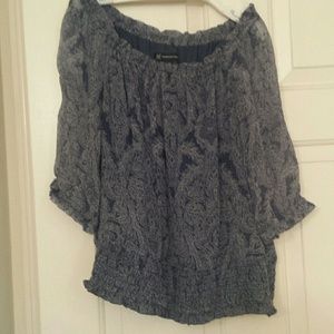 INC sheer sleeved 3/4 length top