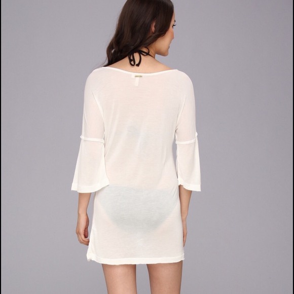 New Sofia by Vix Solid White Feathers Cover up - Picture 3 of 3