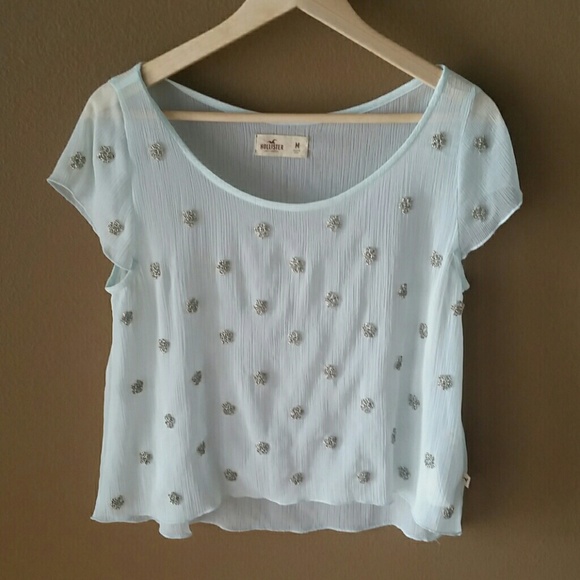Sheer beaded Hollister top