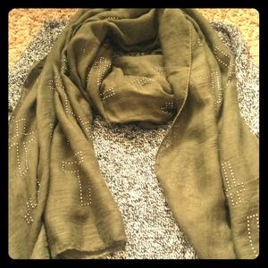 Olive studded cross scarf