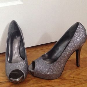 Silver, sparkley heels