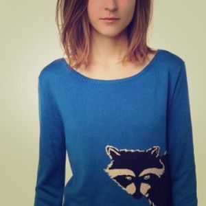 Cooperative Intarsia Sweater Raccoon Design XS