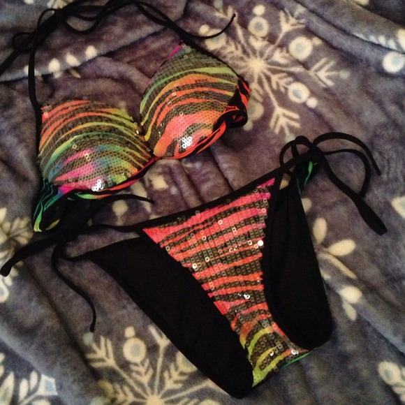 Pink by VS Colorful Sequence Zebra Swimsuit