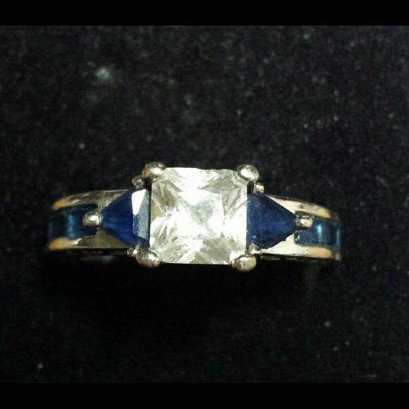 2 carat AAA CZ princess cut rhodium plated ring