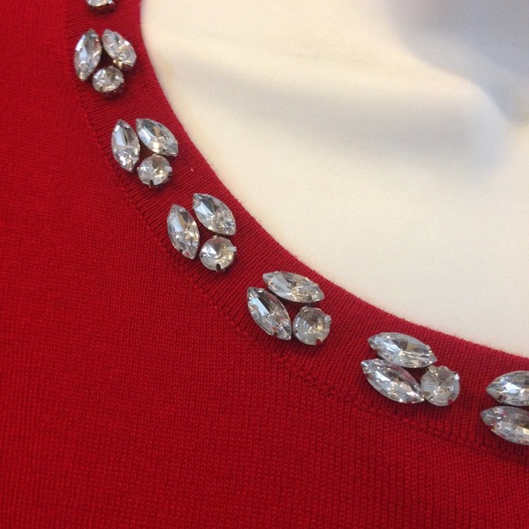 Ravishing Red Sweater with Rhinestone Detail - Picture 4 of 4