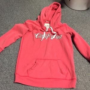 Hollister pink hoodie with quarter sleeves