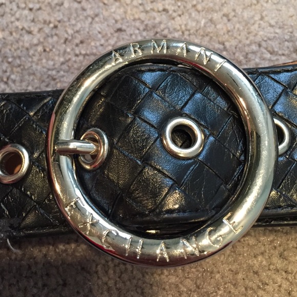 Armani exchange black woven detail belt