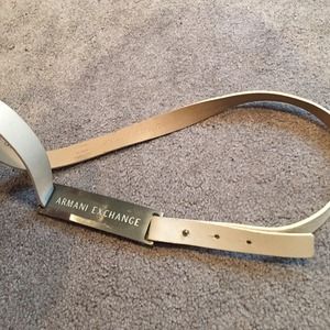 Armani exchange white genuine leather waist belt
