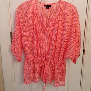 Melon colored blouse with drawstring waist