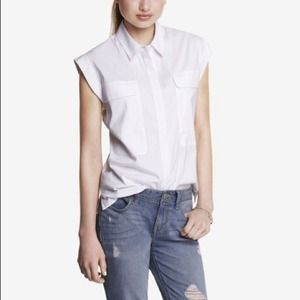 White Short Sleeve Large Pocket Shirt Size M