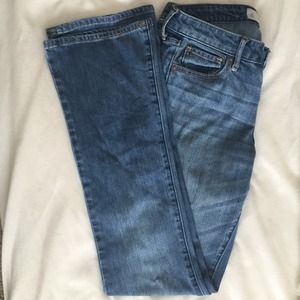 Light wash boot cut jeans.
