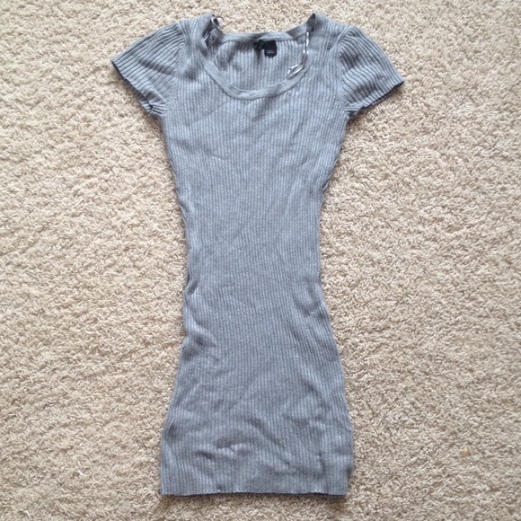 Gray Knit Sweater Dress