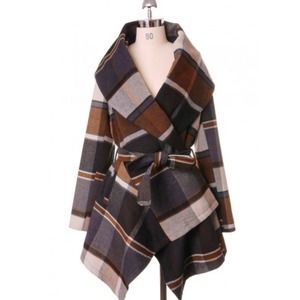 Plaid wrap coat