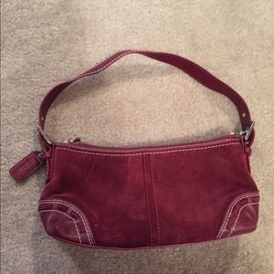 Coach handbag burgundy suede