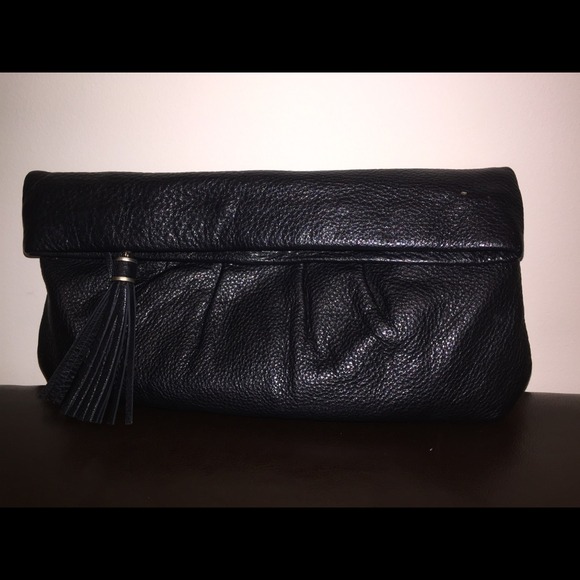 Oversize clutch black Soft leather.