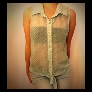 Charlotte Russe Polka dot turquoise blouse