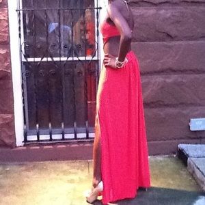 BCBGMAXAZARIA Strapless Back Out Ankle Length Gown