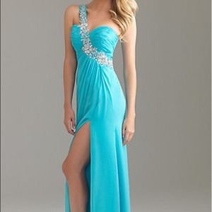 Water blue prom dress, floor length, size 0