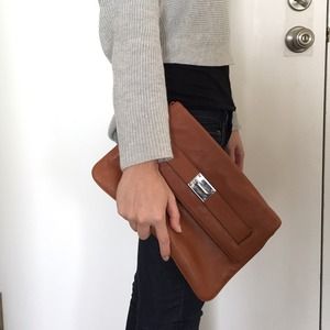 Michael Kors cognac leather clutch