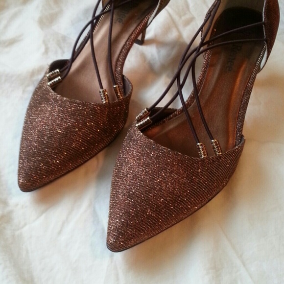 J. Renee glitter gold kitten heels - Picture 2 of 4