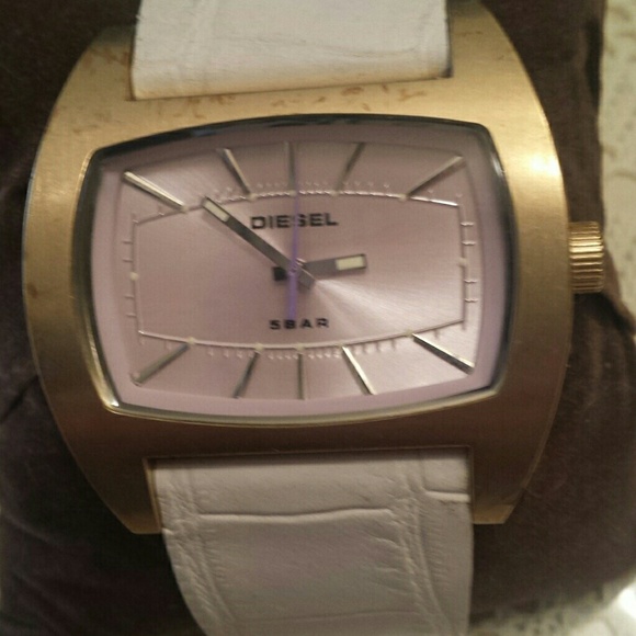 DIESEL White Crocodile Embossed Leather Watch - Picture 1 of 4