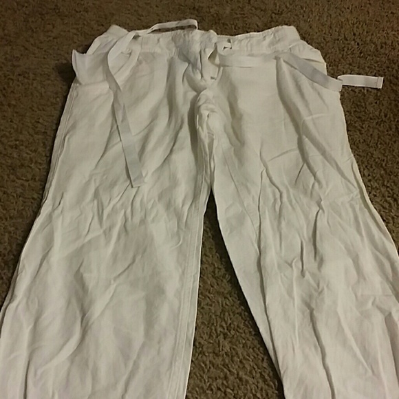White linen pants