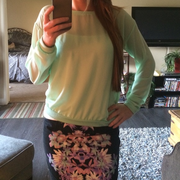 Sheer, mint green blouse