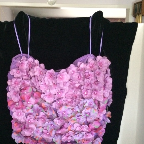 Beautiful floral midriff top with crystal stones