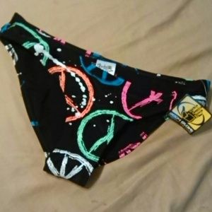 NWT body glove peace neon bathing suit bottoms