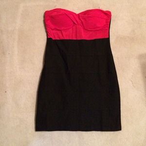 Strapless red and black dress