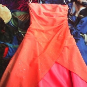 Long strapless prom dress