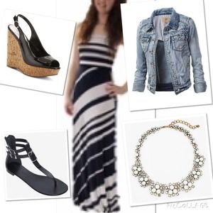 Ocean drive Black & White striped tube maxi dress