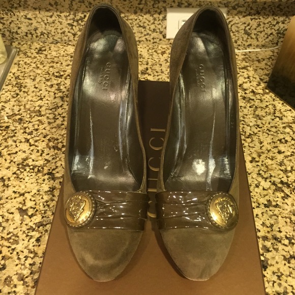 Gucci suede and patent pumps