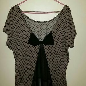 Light Brown & Black Spots Flow Top