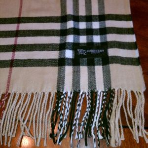 Tan black and white Burberry print scarf