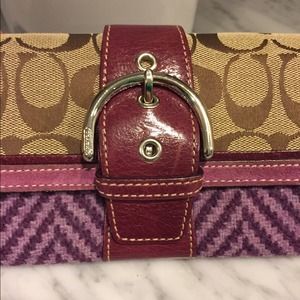 Coach clutch with suede trim