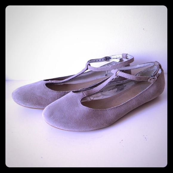 Suede T-Strap Flats