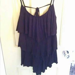 Flowy black 3-tiered strappy tank