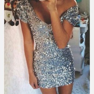 Silver Sequin Shift Dress