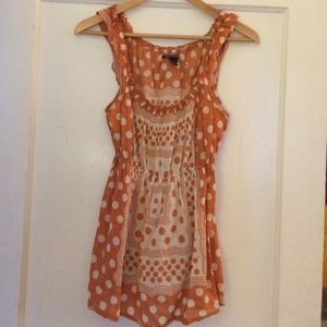 Lucky Brand Orange Polkadot Shirt
