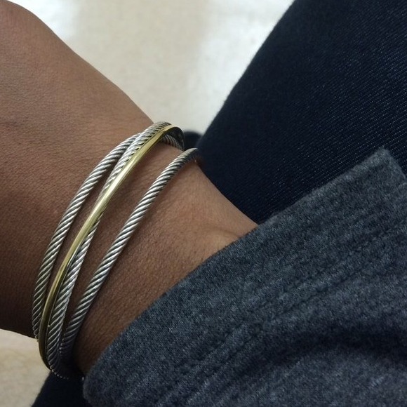 David Yurman Crossover 3 row cuff bracelet 18k