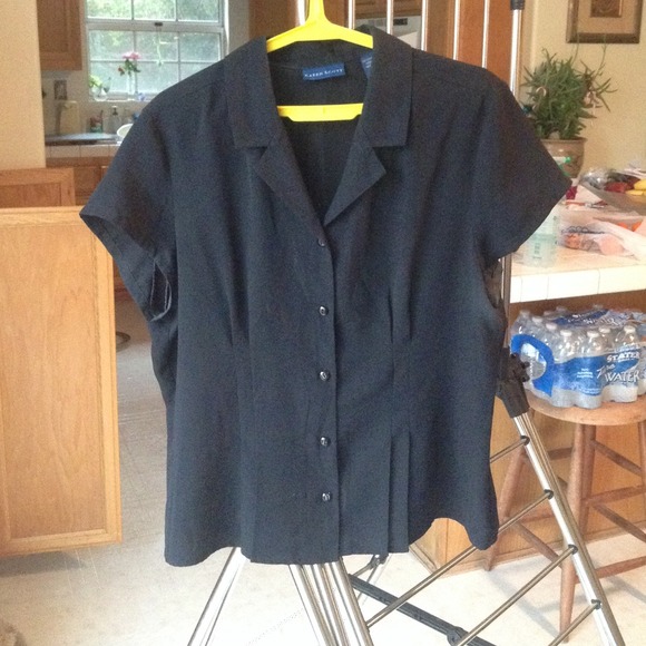 Black pleated button up shirt