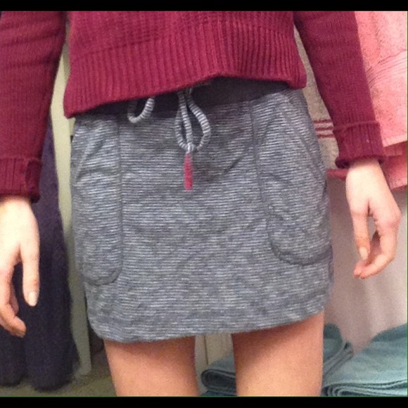 Grey and white pinstriped skirt with pockets