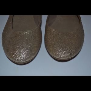 Gold sparkle flats